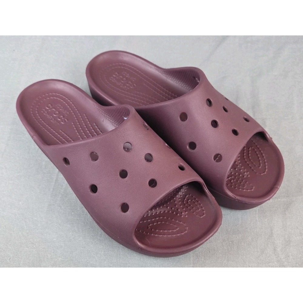 Crocs Classic Platform Slide Women's Sandals Size 8 Dark Cherry